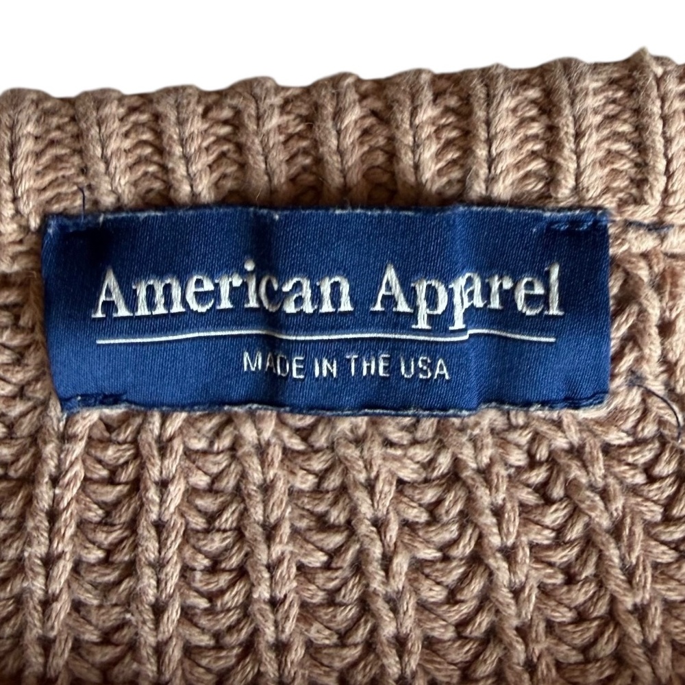 American Apparel 100% Combed Cotton Chunky Tan Sweater Sz XL - Picture 4 of 6